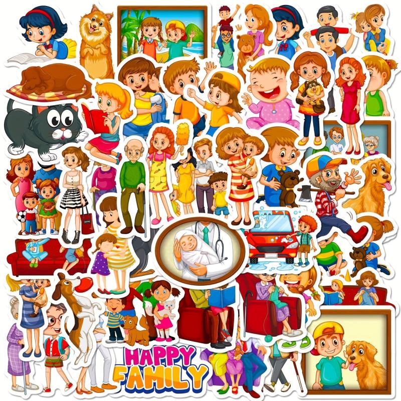 50pcs Family Member Stickers For Luggage Notebook Skateboard