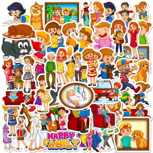 50pcs Family Member Stickers For Luggage Notebook Skateboard