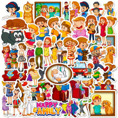 50pcs Family Member Stickers For Luggage Notebook Skateboard