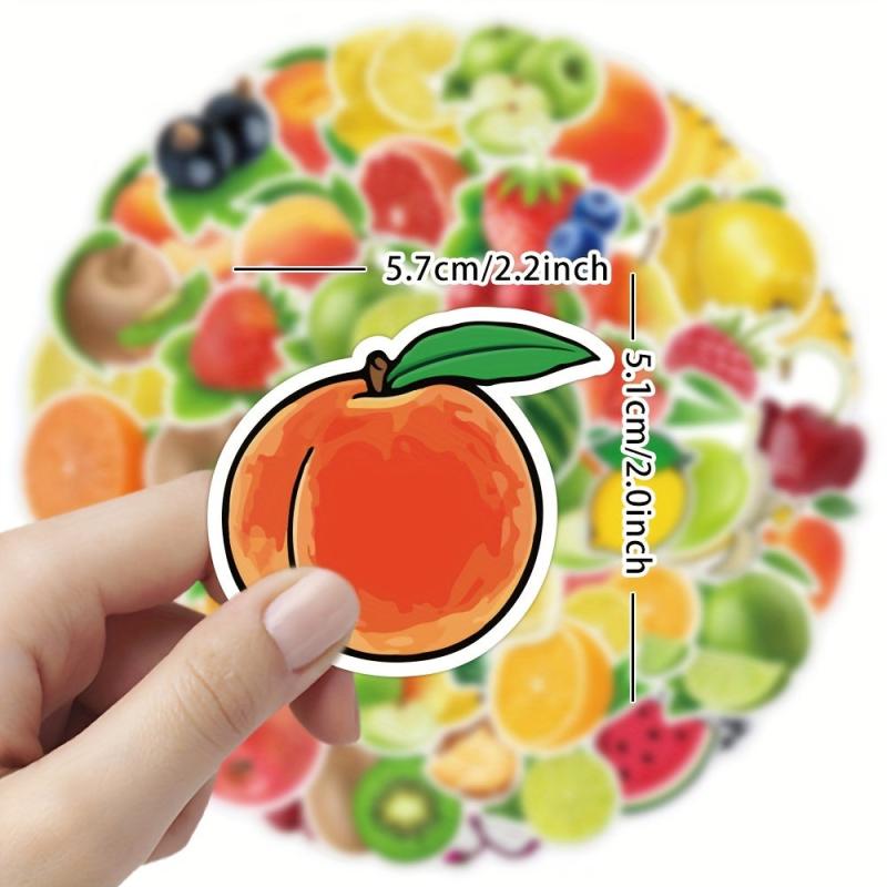 50pcs Fruit Stickers Waterproof For Bottles Cars Decor