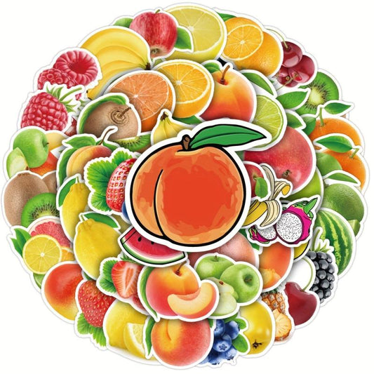 50pcs Fruit Stickers Waterproof For Bottles Cars Decor
