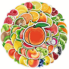 50pcs Fruit Stickers Waterproof For Bottles Cars Decor