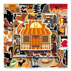50pcs Western Cowboy Graffiti Retro Stickers DIY Skateboard Phone Car