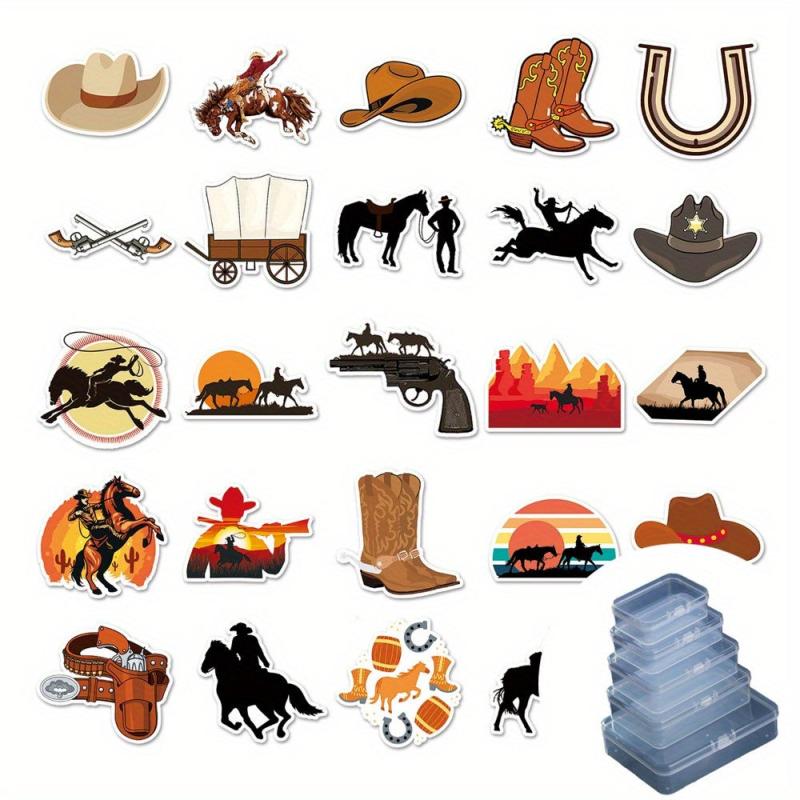 50pcs Western Cowboy Graffiti Retro Stickers DIY Skateboard Phone Car
