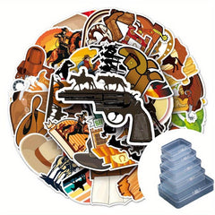 50pcs Western Cowboy Graffiti Retro Stickers DIY Skateboard Phone Car