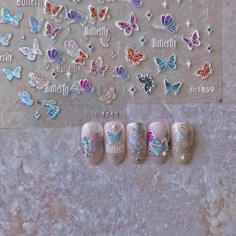 1pc Butterfly Laser Thin Model Butterfly Nail Sticker