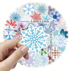 50pcs Snowflake Waterproof Stickers Christmas Decoration