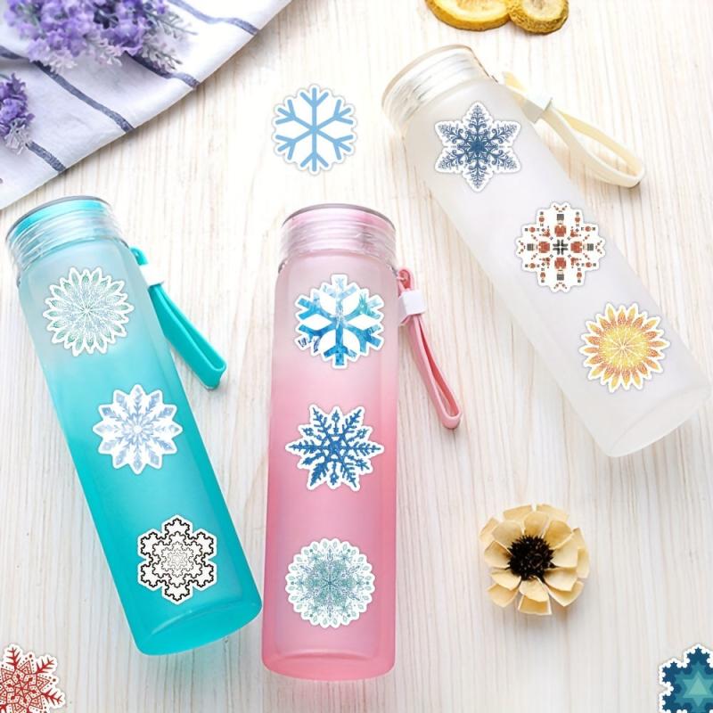 50pcs Snowflake Waterproof Stickers Christmas Decoration