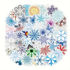 50pcs Snowflake Waterproof Stickers Christmas Decoration
