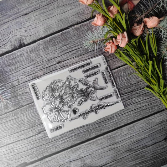 Flower Theme Stamp for DIY Handcraft Scrapbook Journal Card Making