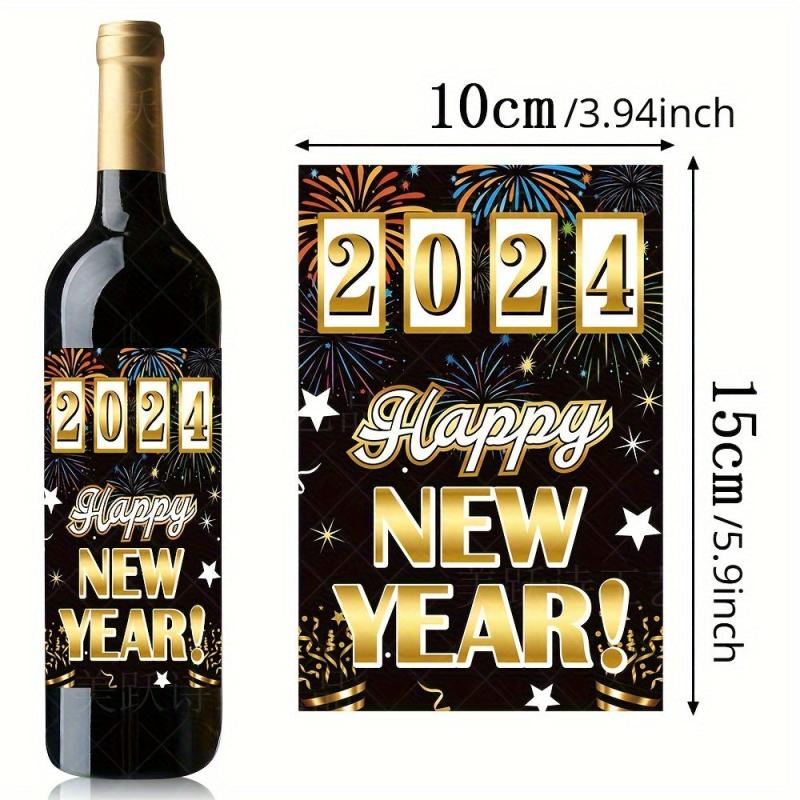 8pcs New Year's Party Decoration Wine Bottle Stickers
