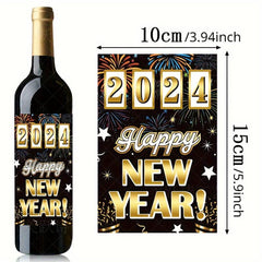 8pcs New Year's Party Decoration Wine Bottle Stickers