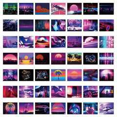 50pcs Sunset Scene Stickers Water Bottle Laptop Skateboard Luggage