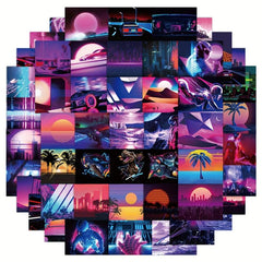 50pcs Sunset Scene Stickers Water Bottle Laptop Skateboard Luggage