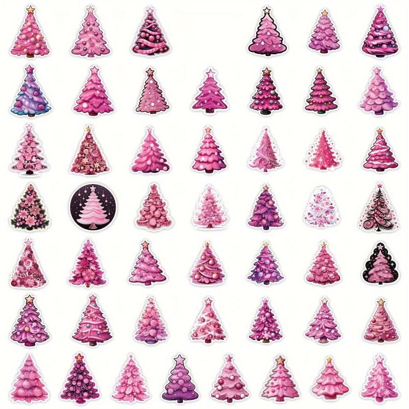 50pcs Christmas Tree Graffiti Stickers Waterproof Journal Stickers