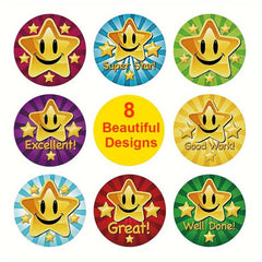 500PCS Round Colorful Star Reward Encouragement Stickers