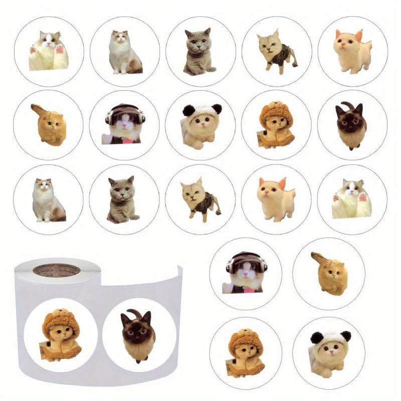 500pcs Cartoon Cat Stickers for Handbook Laptop Phone Envelope