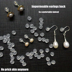 100pcs Transparent Round Ball Ear Plugs Soft and Safe Back