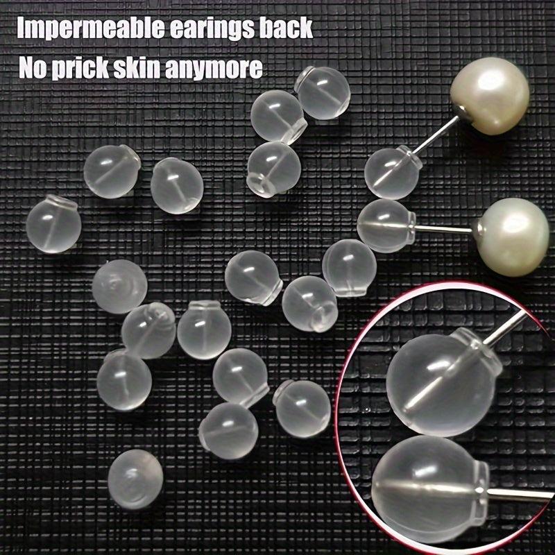 100pcs Transparent Round Ball Ear Plugs Soft and Safe Back
