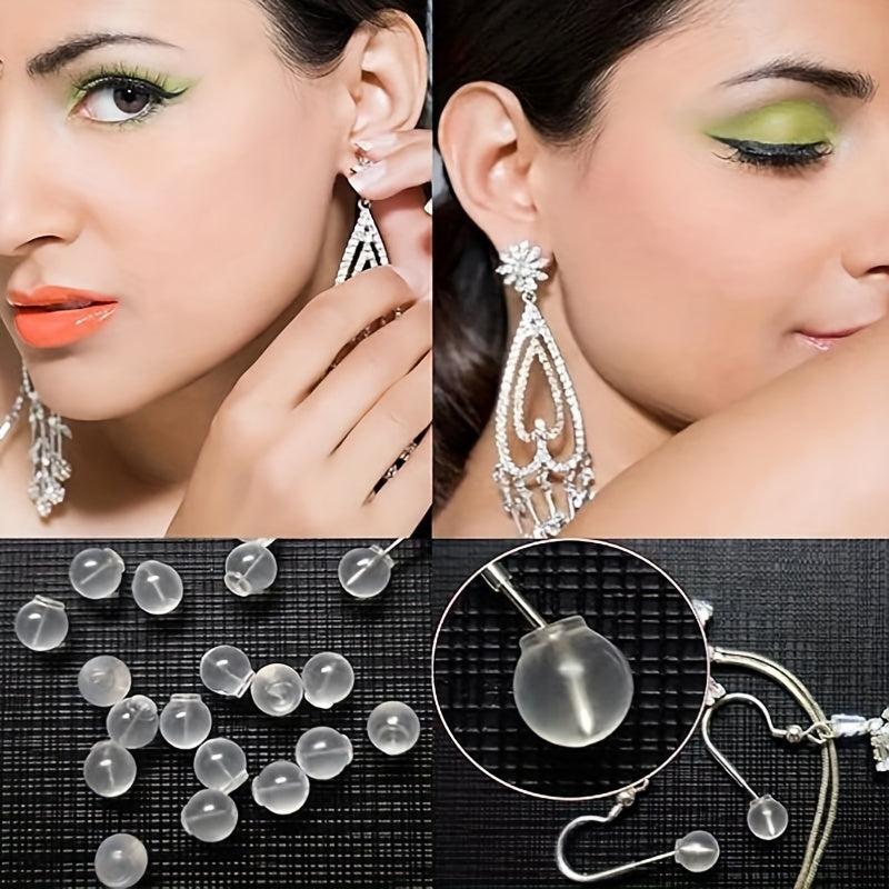 100pcs Transparent Round Ball Ear Plugs Soft and Safe Back