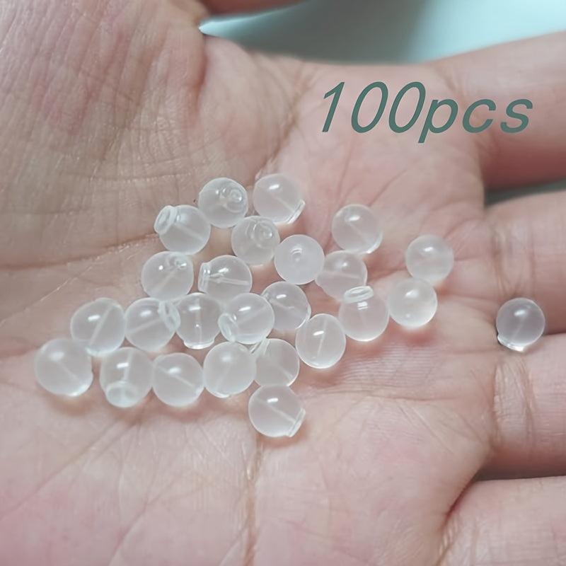 100pcs Transparent Round Ball Ear Plugs Soft and Safe Back