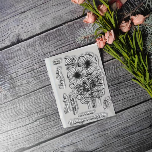 Flower Theme Stamp for DIY Hand Account Card Making