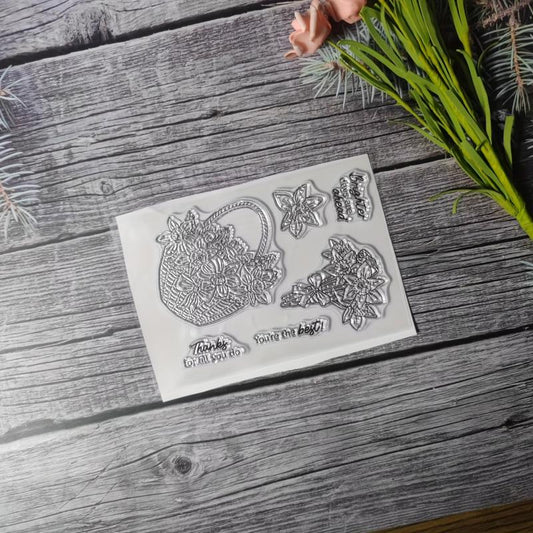 Flower Theme Stamp for DIY Hand Account Card Making