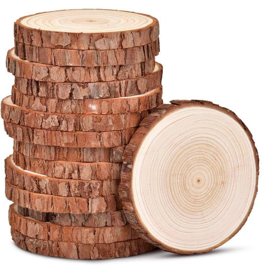 30pcs Natural Wood Chips DIY Round, Home Wall Decoration Props, Christmas Decor