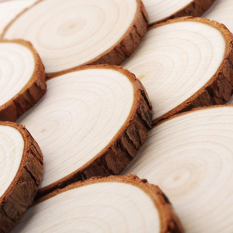 30pcs Natural Wood Chips DIY Round, Home Wall Decoration Props, Christmas Decor