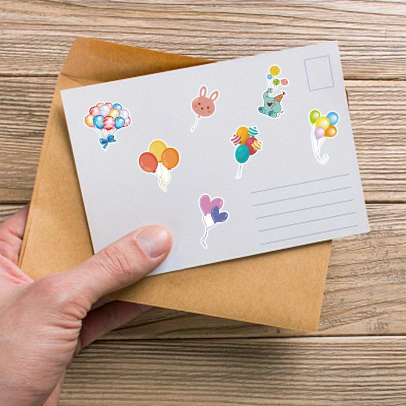 50pcs Cartoon Romantic Balloon Stickers For Stationery Laptops Cups Mobile Cases