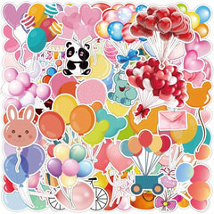 50pcs Cartoon Romantic Balloon Stickers For Stationery Laptops Cups Mobile Cases