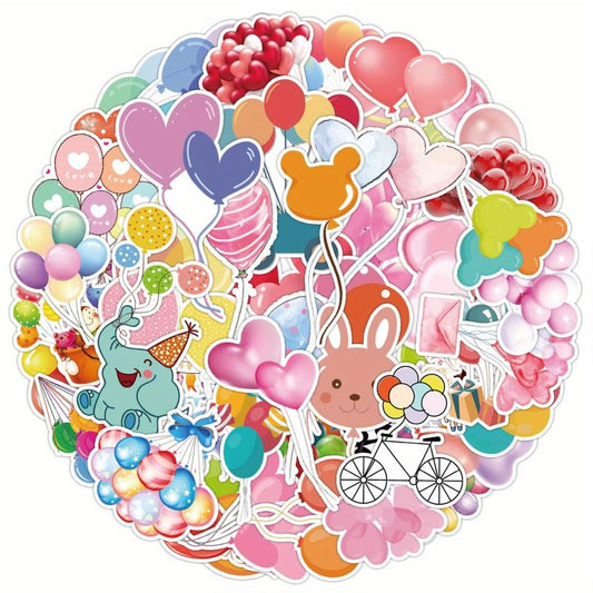 50pcs Cartoon Romantic Balloon Stickers For Stationery Laptops Cups Mobile Cases