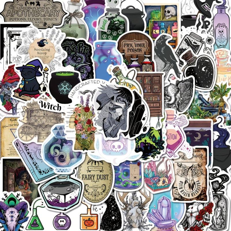 50pcs Apothecary Cartoon Stickers Self-adhesive Mobile Phone Case Pad Waterproof
