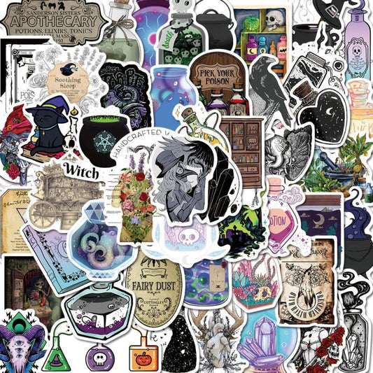 50pcs Apothecary Cartoon Stickers Self-adhesive Mobile Phone Case Pad Waterproof