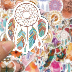 50pcs Bohemian Style Art Stickers for Journals Phone Cases Decorations