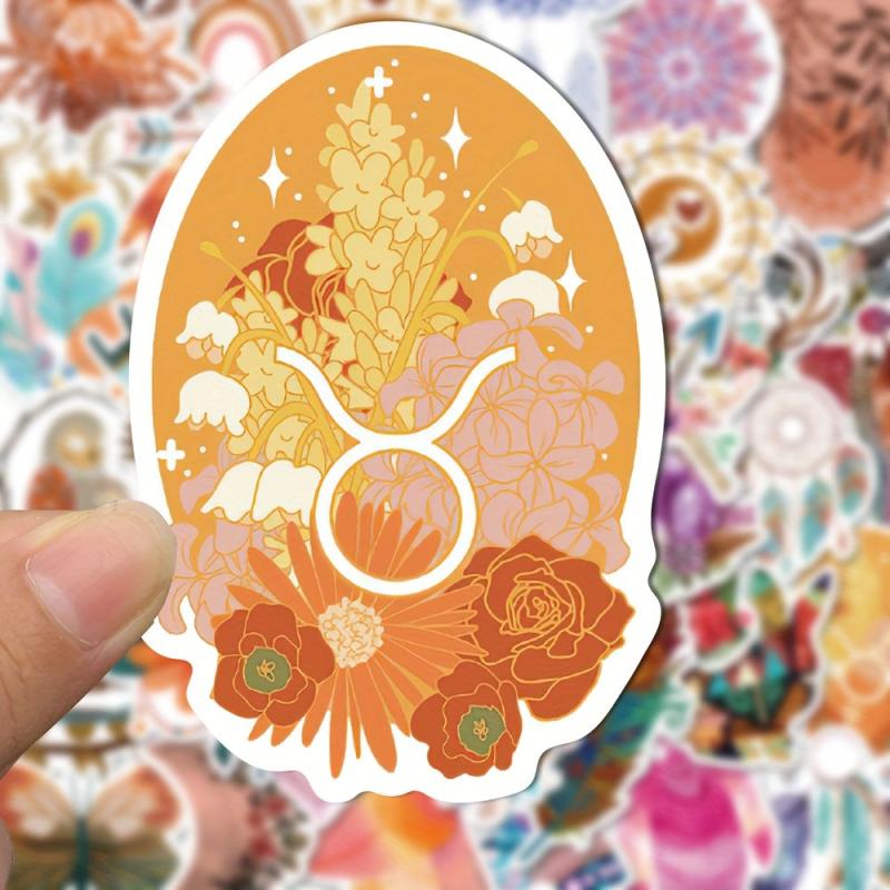 50pcs Bohemian Style Art Stickers for Journals Phone Cases Decorations