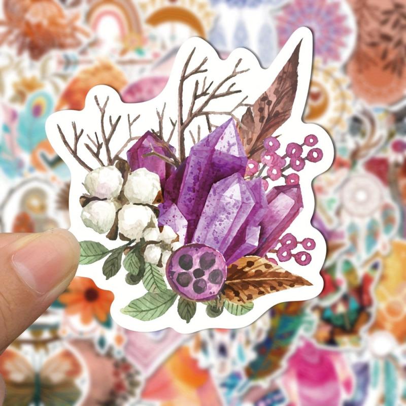 50pcs Bohemian Style Art Stickers for Journals Phone Cases Decorations