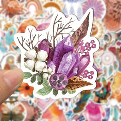 50pcs Bohemian Style Art Stickers for Journals Phone Cases Decorations