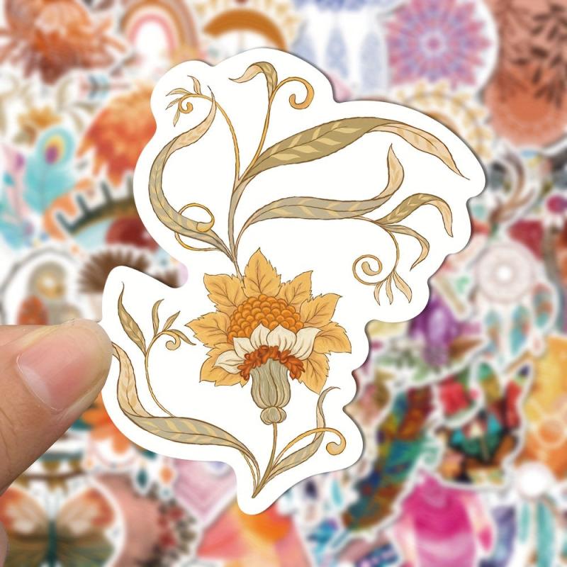 50pcs Bohemian Style Art Stickers for Journals Phone Cases Decorations