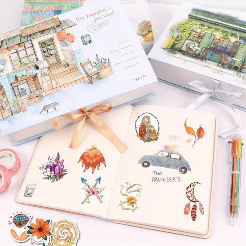 50pcs Bohemian Style Art Stickers for Journals Phone Cases Decorations