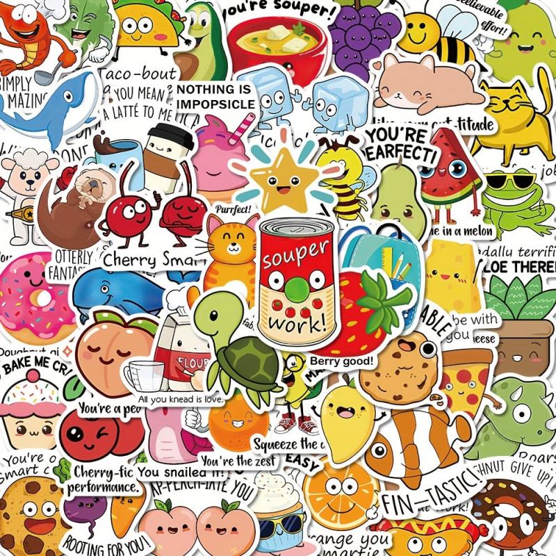 50pcs Funny Motivation Cartoon Stickers for Computer Water Cup Decoration