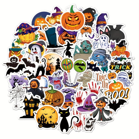 100pcs Halloween Pumpkin Stickers - Cartoon Graffiti Decoration Stickers