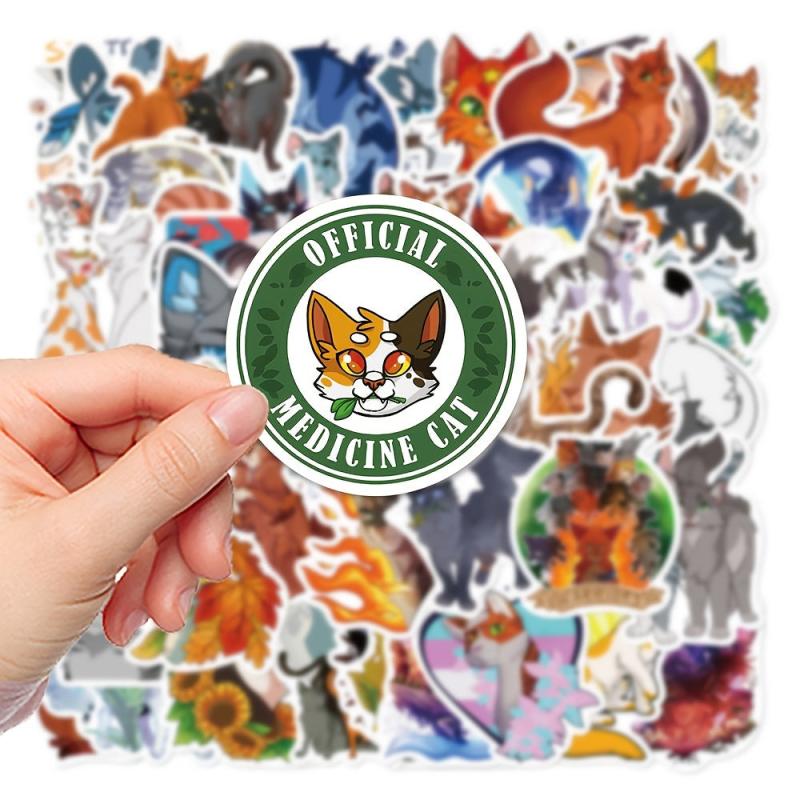 52pcs Cartoon Cats Stickers Laptop Phone Case Decor Waterproof Stickers