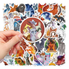 52pcs Cartoon Cats Stickers Laptop Phone Case Decor Waterproof Stickers