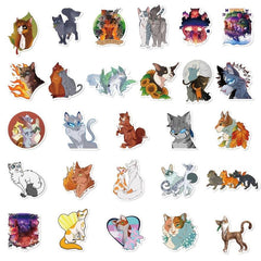 52pcs Cartoon Cats Stickers Laptop Phone Case Decor Waterproof Stickers
