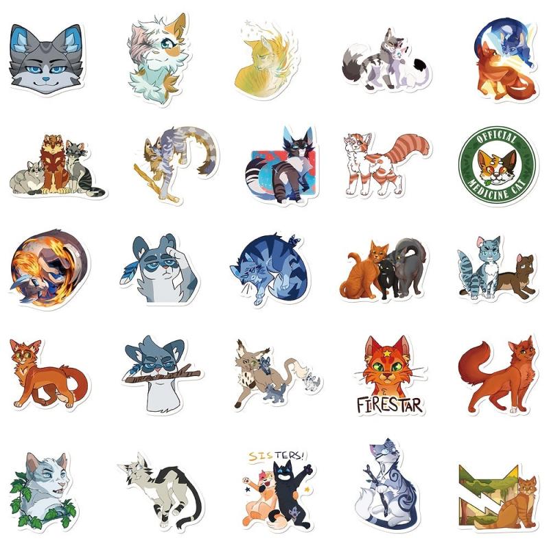 52pcs Cartoon Cats Stickers Laptop Phone Case Decor Waterproof Stickers