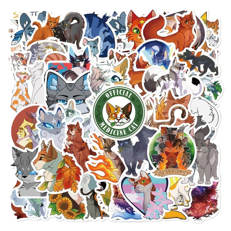 52pcs Cartoon Cats Stickers Laptop Phone Case Decor Waterproof Stickers