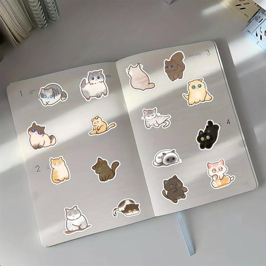 50pcs Cartoon Cat Stickers for Water Bottles Laptops Phones
