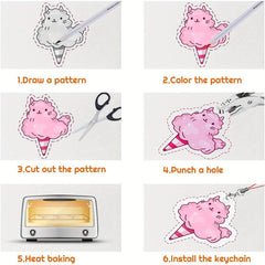 Shrinky Sheets Kit 130Pcs Heat Shrink Plastic Sheet Art Paper Punch Pencils