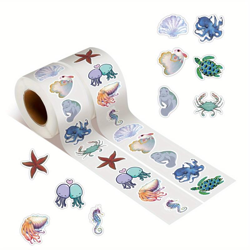 500 Ocean Animal Stickers Roll for Water Bottles & More
